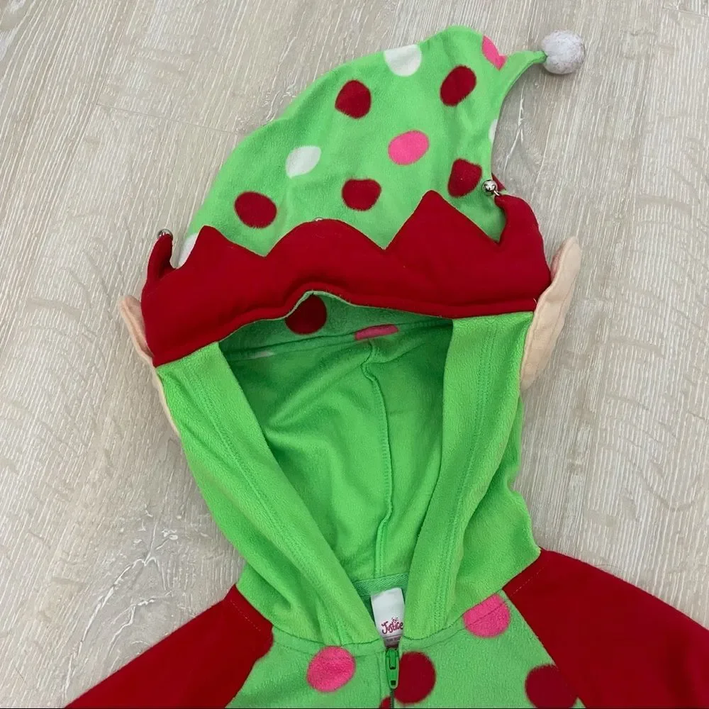 Justice Santa’s Favorite Elf Hooded Onesie Footies Included Size 10